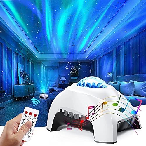 Aurora Projector & White Noise Night Light,Northern Lights Star Projector with Bluetooth Speaker & Remote,Galaxy Light Projector for Baby Kids Adults,