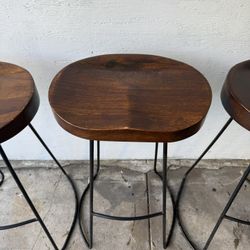 Wooden Barstools w/ Metal Legs