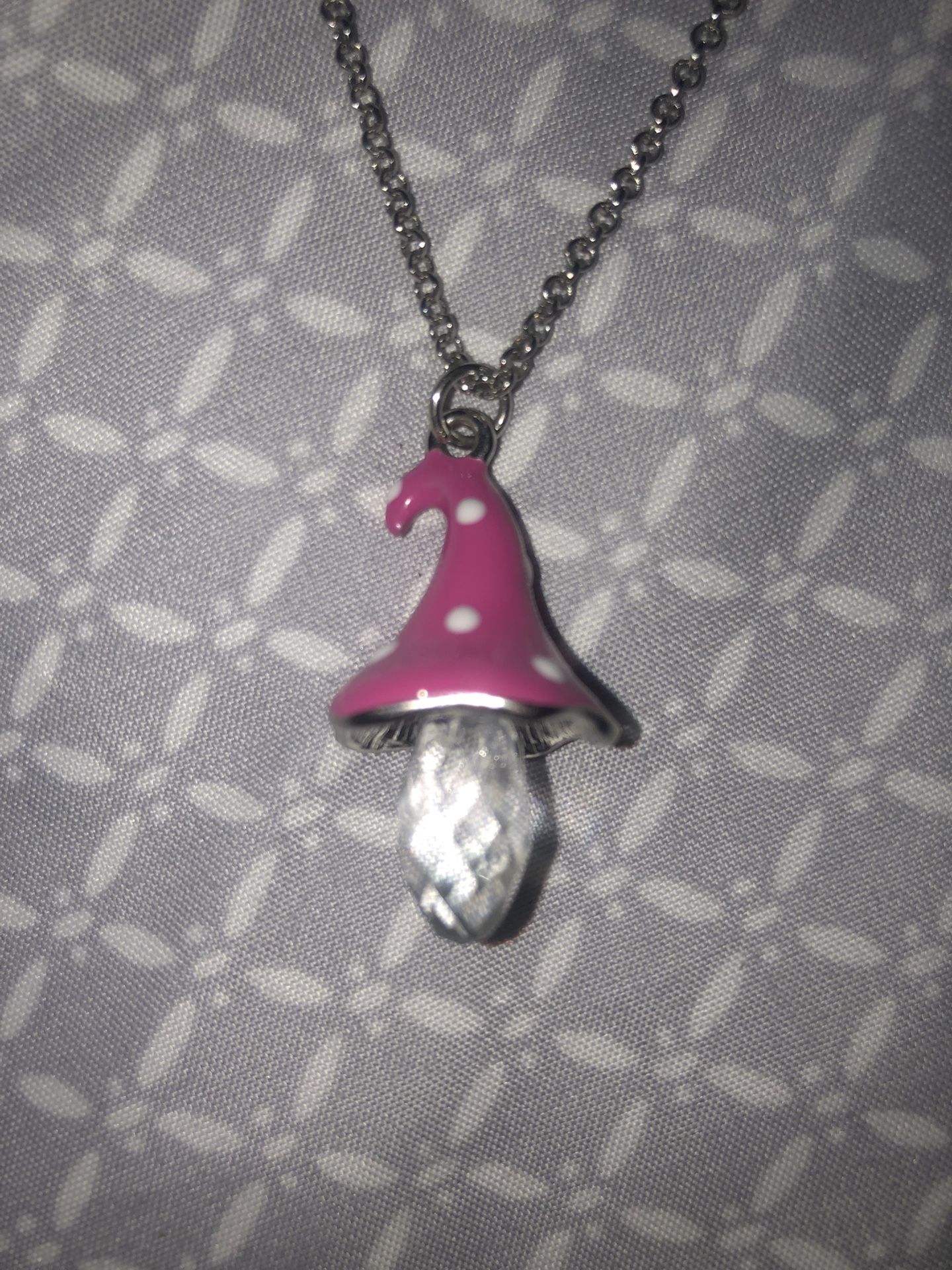 Pink Mushroom Necklace 18 Inch