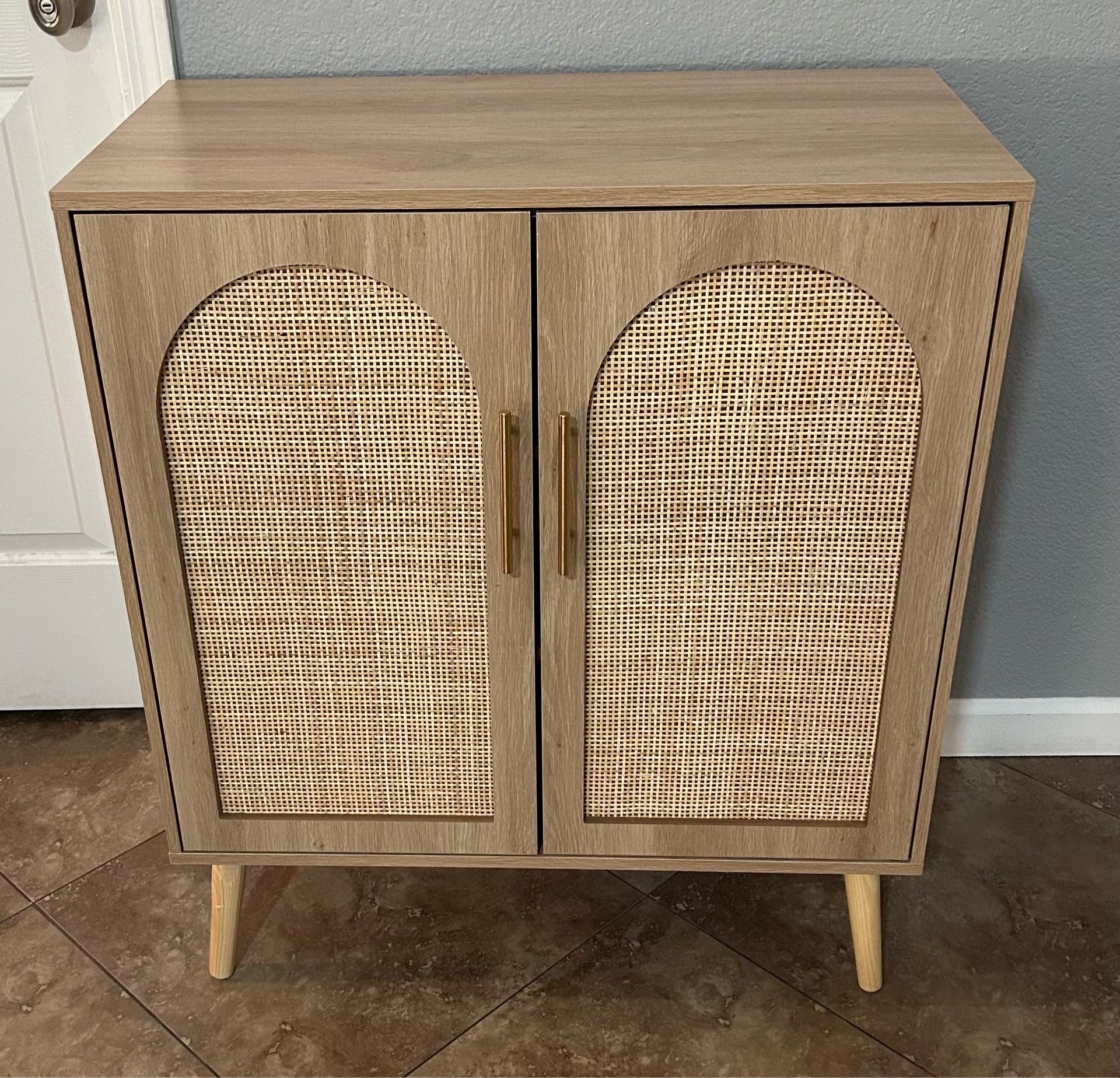 (NEW) 30” Wide Rattan Storage Cabinet