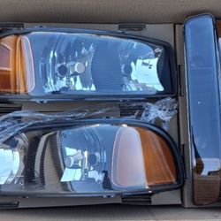 99-06 Gmc Sierra Yukon Headlights Luces Calaveras Micas Faros Faroles Headlamps Focos 