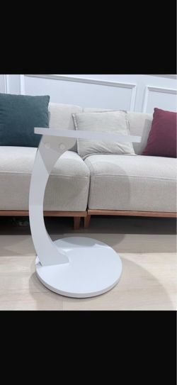 White C-Shape Side Table