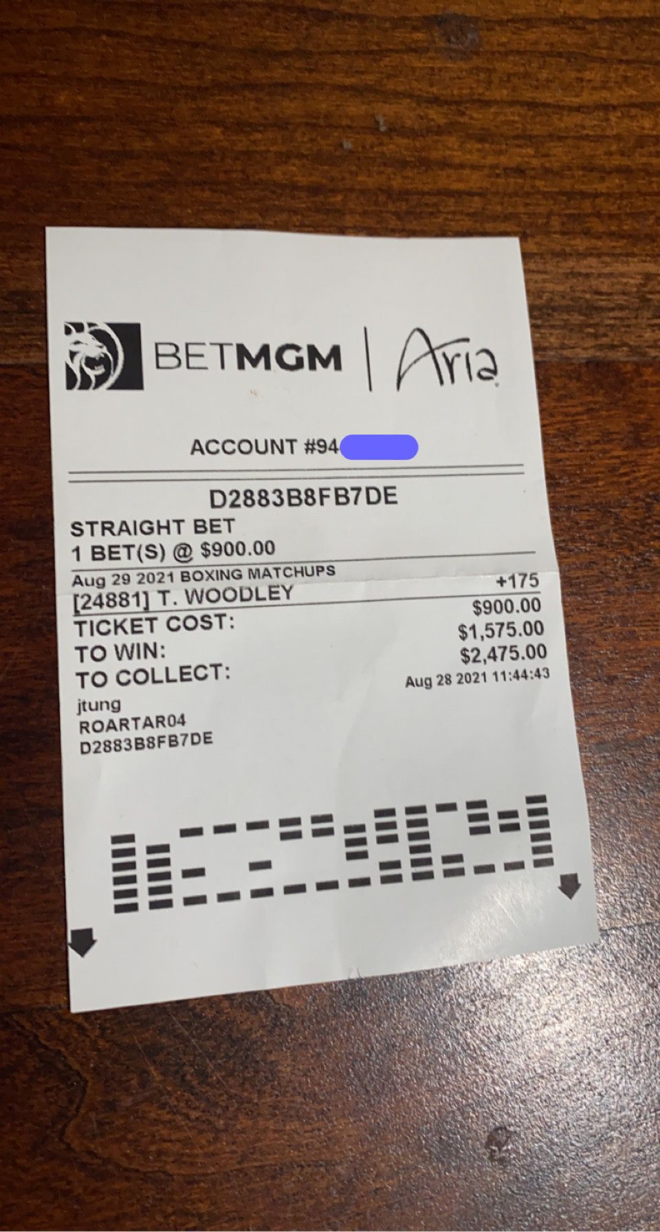 Authentic Boxing History Bet Slip