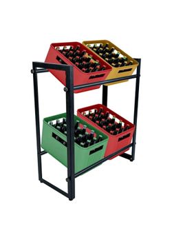 Water Bottle Organizer Drinks Crate Holder Storage Rack Metal Free Standing Soda Drink Beverage Crate Storage Shelf Wine Rack for Pantry Kitchen Party