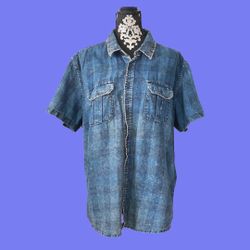 Sears Men’s Casual Blue Button Down Shirt 