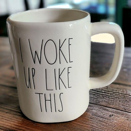 Rae dunn I woke up like this https://offerup.com/redirect/?o=bXVnLk5ldw== without tag. bottom has some scuffing .