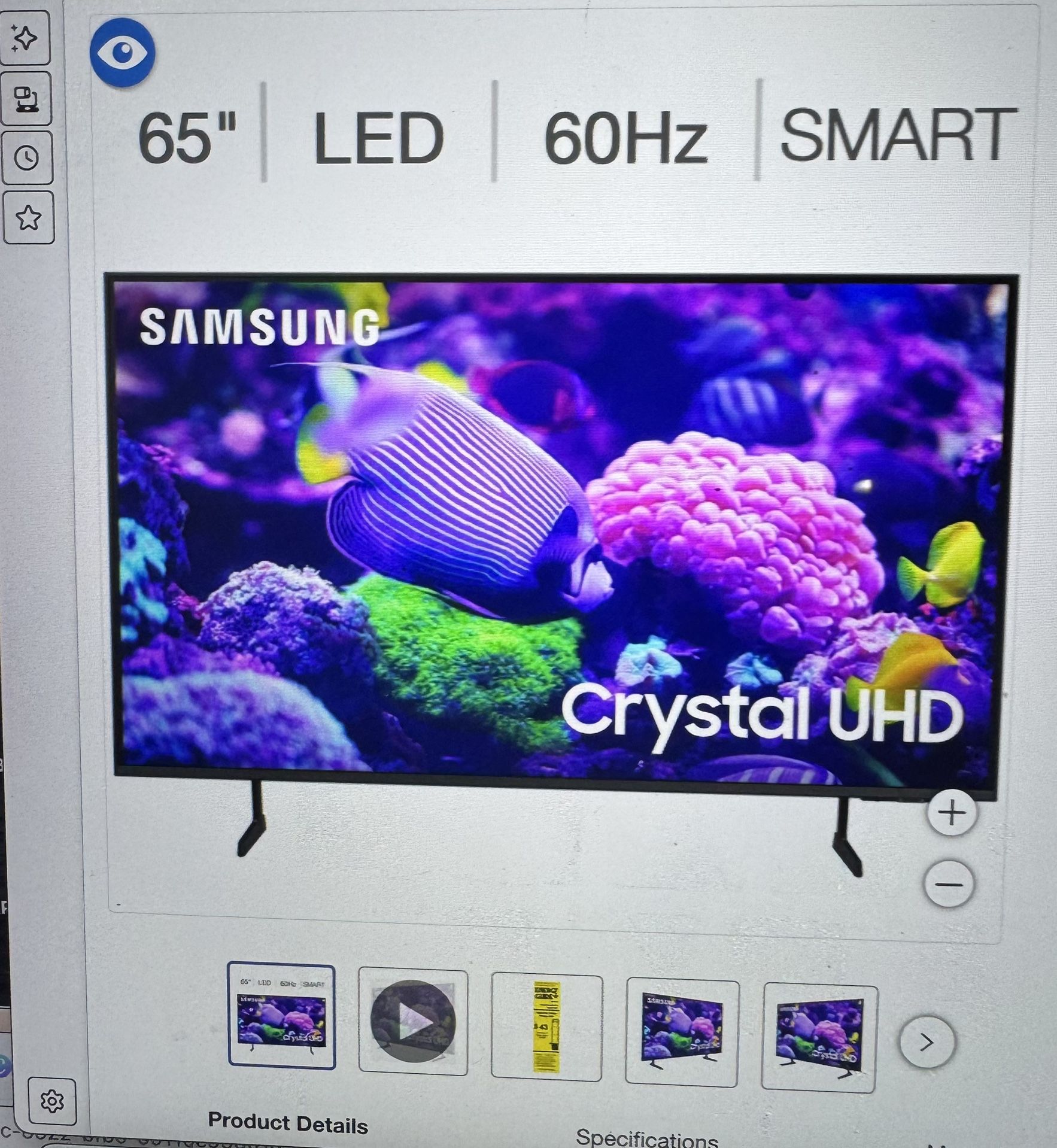 Samsung 65 Inch 4k Uhd Led LCD Tv Du7200 Series - 6 Months Old 