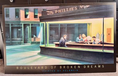 1987 “Nighthawks” Elvis Presley Marilyn Monroe Humphrey Bogart James Dean 29x47 HUGE Poster