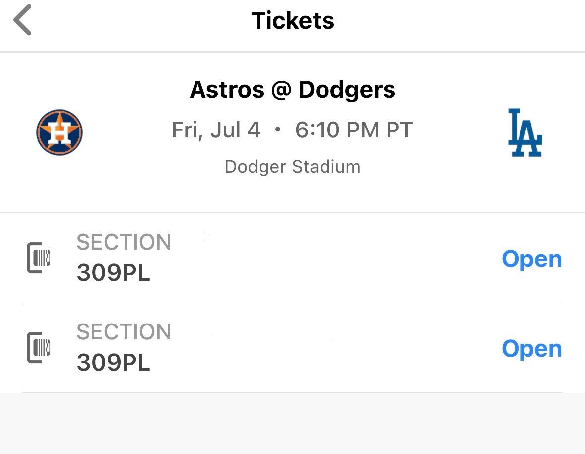 Dodger Tickets JULY 4