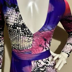 Purple And Pink Snake Skin Printed Maxi Dress