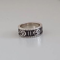 Old double G logo sterling silver ring unisex couple style silver