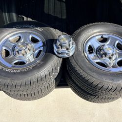 Chevy Silverado/GMC Sierra 16" OEM Chrome 6–Lug Rims with Caps + Michelin 255/70R16 Tires