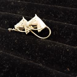 Two Twin Horses 925 Sterling Silver Brooch Pin