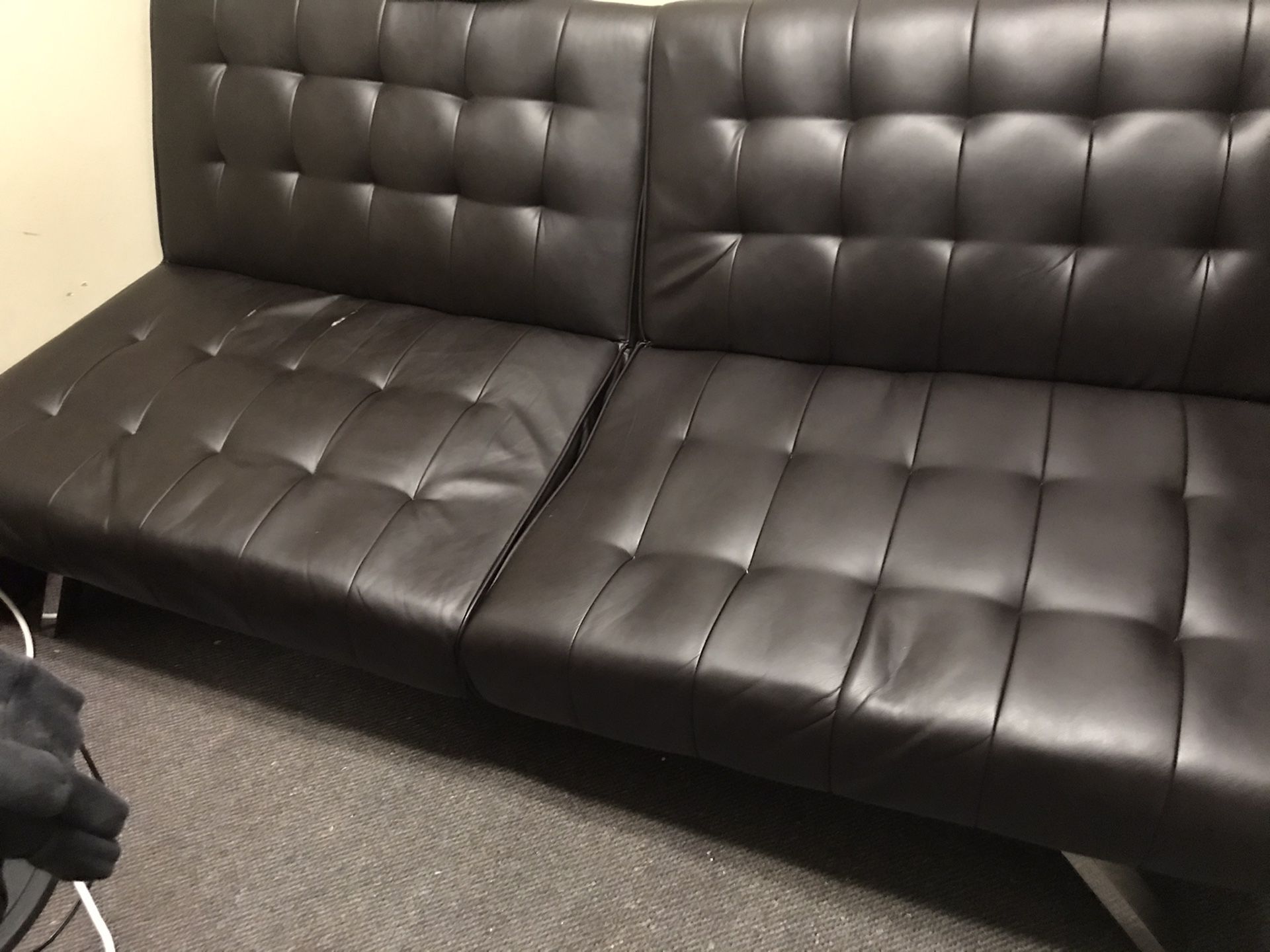Leather futon /Wide seat