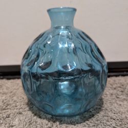 Blue/Green Glass Vase Flower Pot