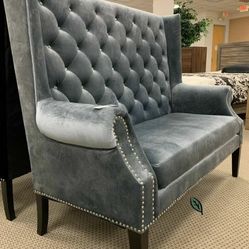 Odina Velvet Gray High Back Loveseat
58.3" X 25" X 49.5"H