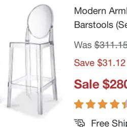 Clear Acrylic Ghost Bar Height Chairs