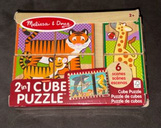 New Melissa & Doug 2 In 1 Wood Cube Puzzle