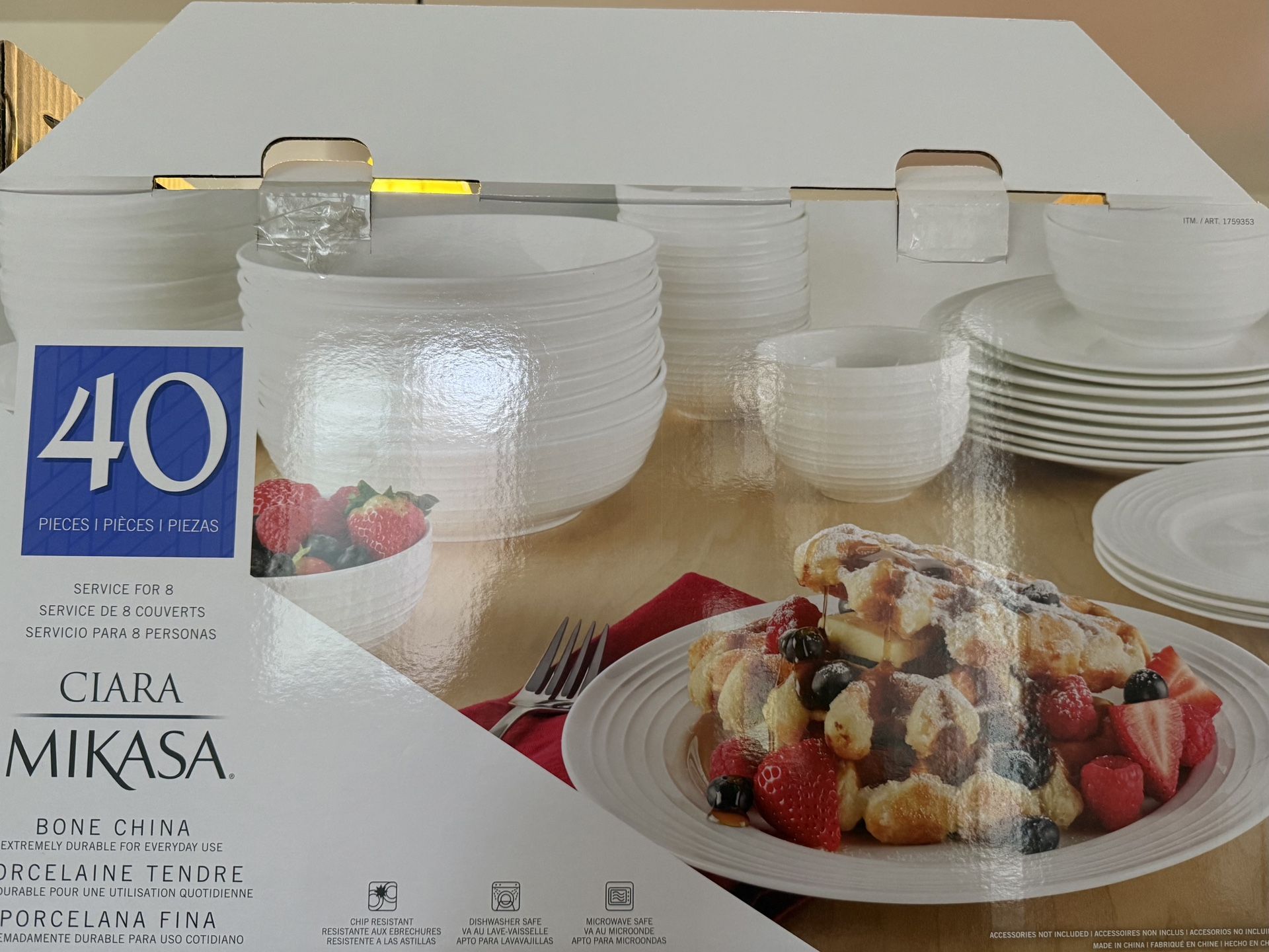 40 Piece Mikasa Bone China Set-White-Service for 8 (one bowl is missing)