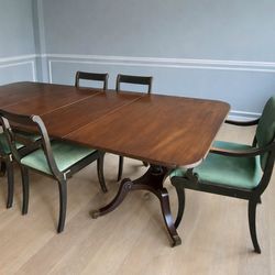 Solid Wood Dining Table + 6 Chairs (2 Armchairs)