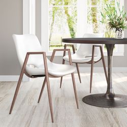 Desi White & Walnut Dining Chair (Set of 2)