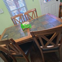 Solid Wood Table With 6 Chairs $265