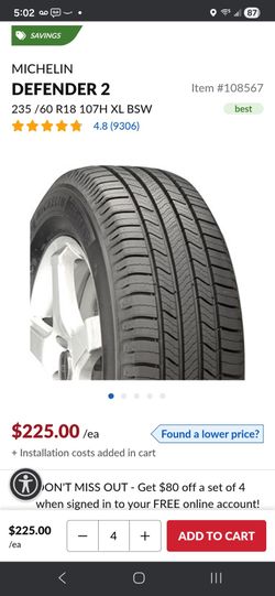 Michelin Defender 2 235/60 R18 107H XL BSW Tires