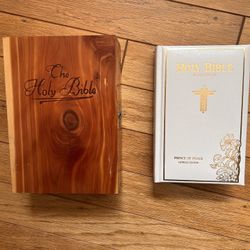 Bible Book And Wooden Cedar Box