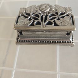 Vintage Miniture Pewter Floral Case 