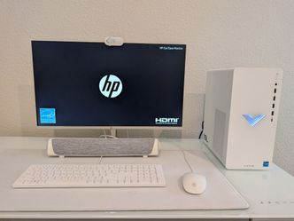Complete HP Victus White Gaming PC Setup + 27" Monitor Bundle