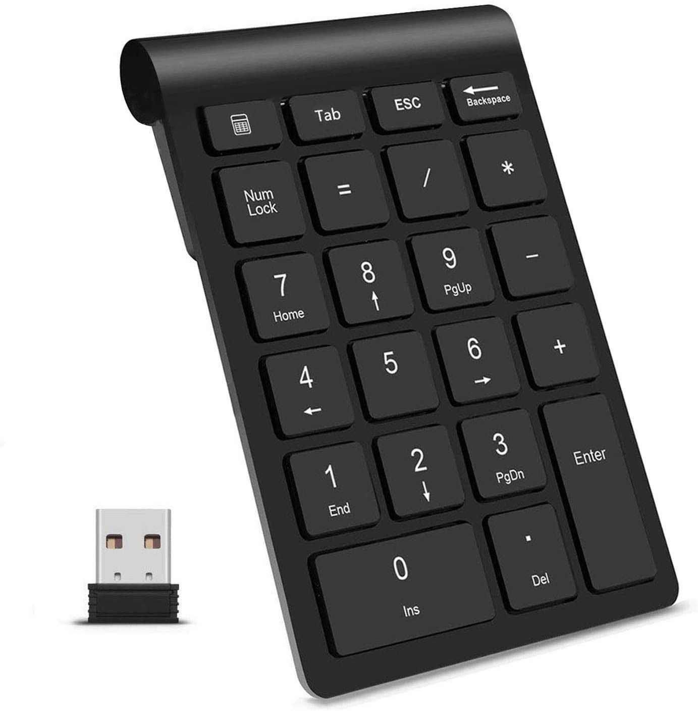 Wireless Number Pad, Portable Slim Mini USB 2.4GHz 22-Key Numeric Keypad for Data Entry in Excel 10 Key for Laptop, PC, Desktop, Notebook, etc