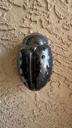 Black Ceramic Scarab Beetle Figurine