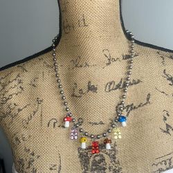 Rainbow Mushroom Necklace 