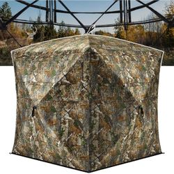 NEW Camo Blind 270/360° See Through Hunting Blind, Pop-Up Ground Deer Blind Tent for 2-3 People, Portable Easy-Fold Camouflage Concealed Shelter`