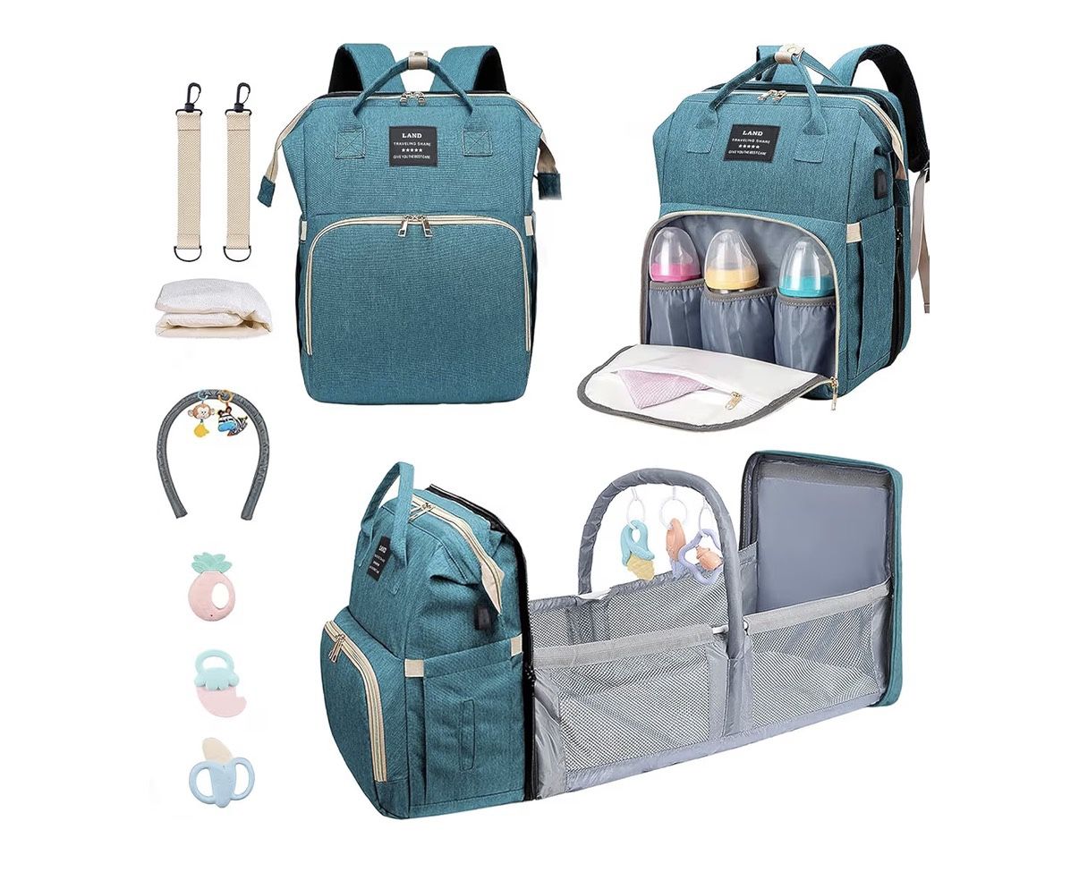 Baby Diaper Bag with Changing Station,Diaper Bag Backpack,Girl Boy Diaper Bag,Large Capacity,900d Excellent Oxford(Ungrade-Green)