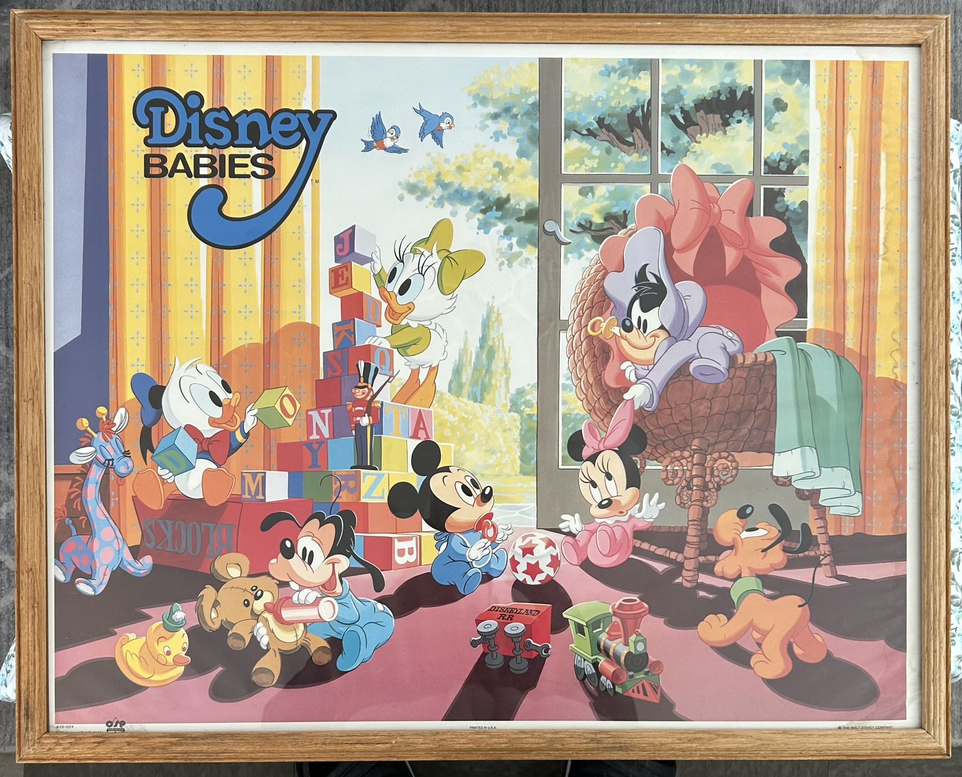 Vintage Disney Babies Poster Mickey & Friends Rare Picture Poster - (With Frame)