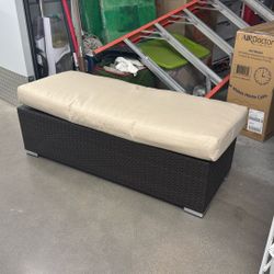 Brown Wicker Bench With cushion 
