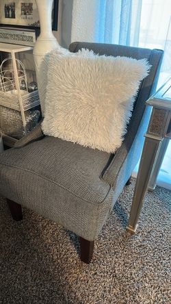 Gray Herringbone Accent Chair