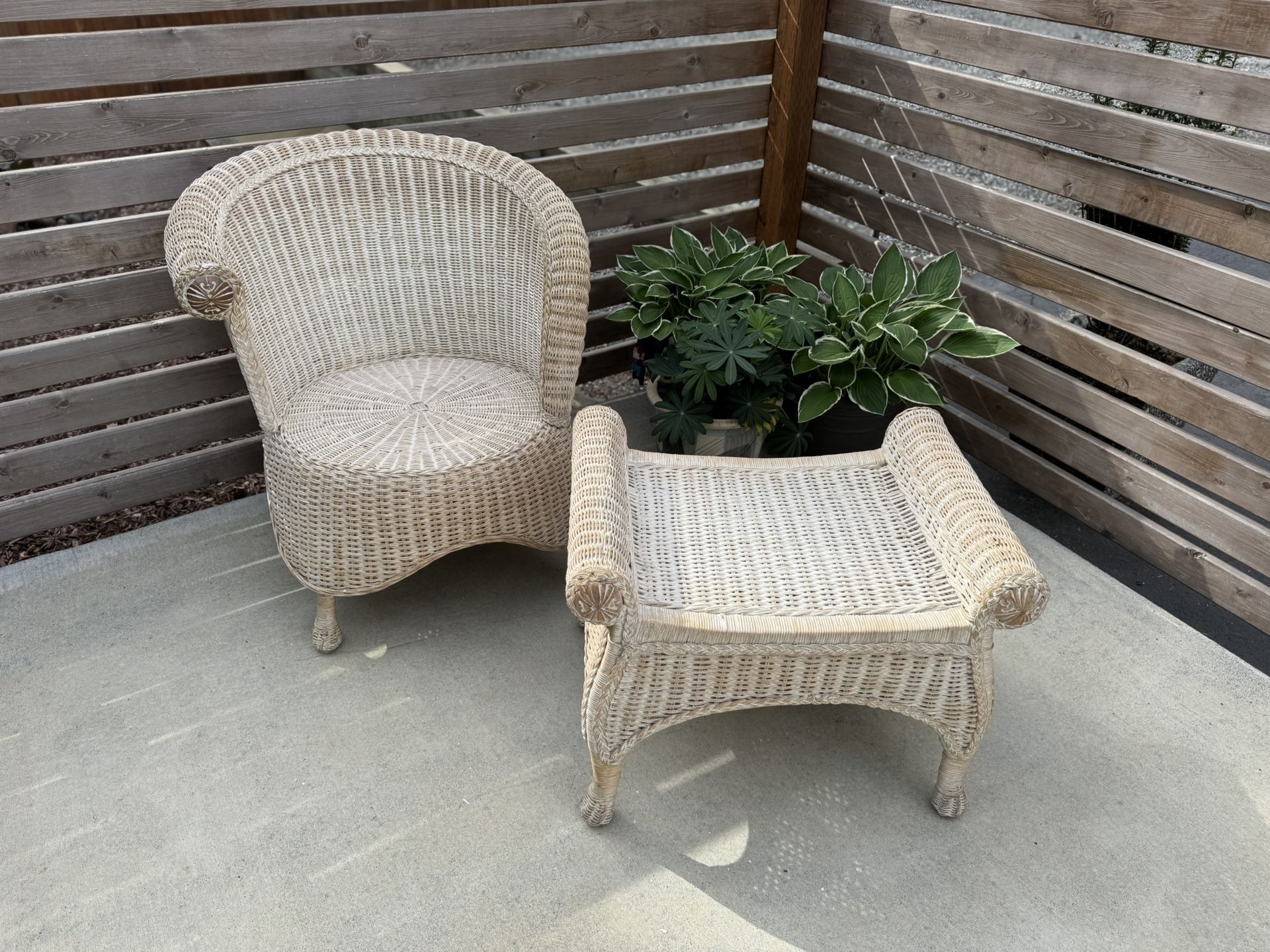 Vintage Wicker chair and ottoman set from Pier One Imports