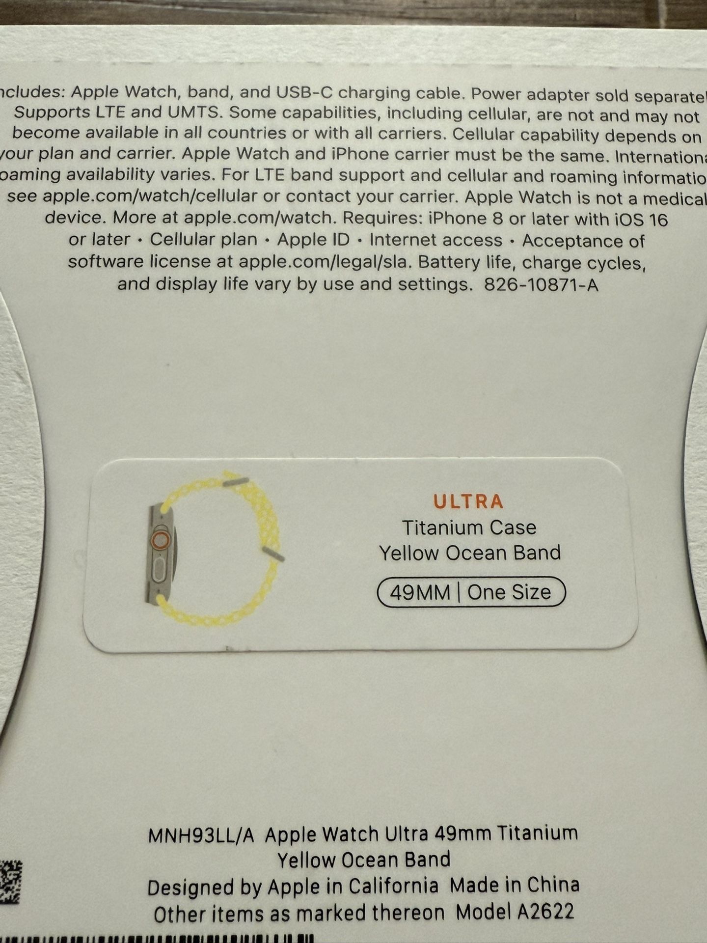 NEW Apple Watch Ultra GPS + Cellular 49mm Natural Titanium Case with Yellow Ocean Band