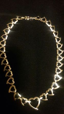 Sterling silver heart choker necklace