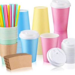 240 Pcs Coffee Cups with Lids Sleeves Straws Disposable Paper Coffee Cups Winter Chocolate Drinking