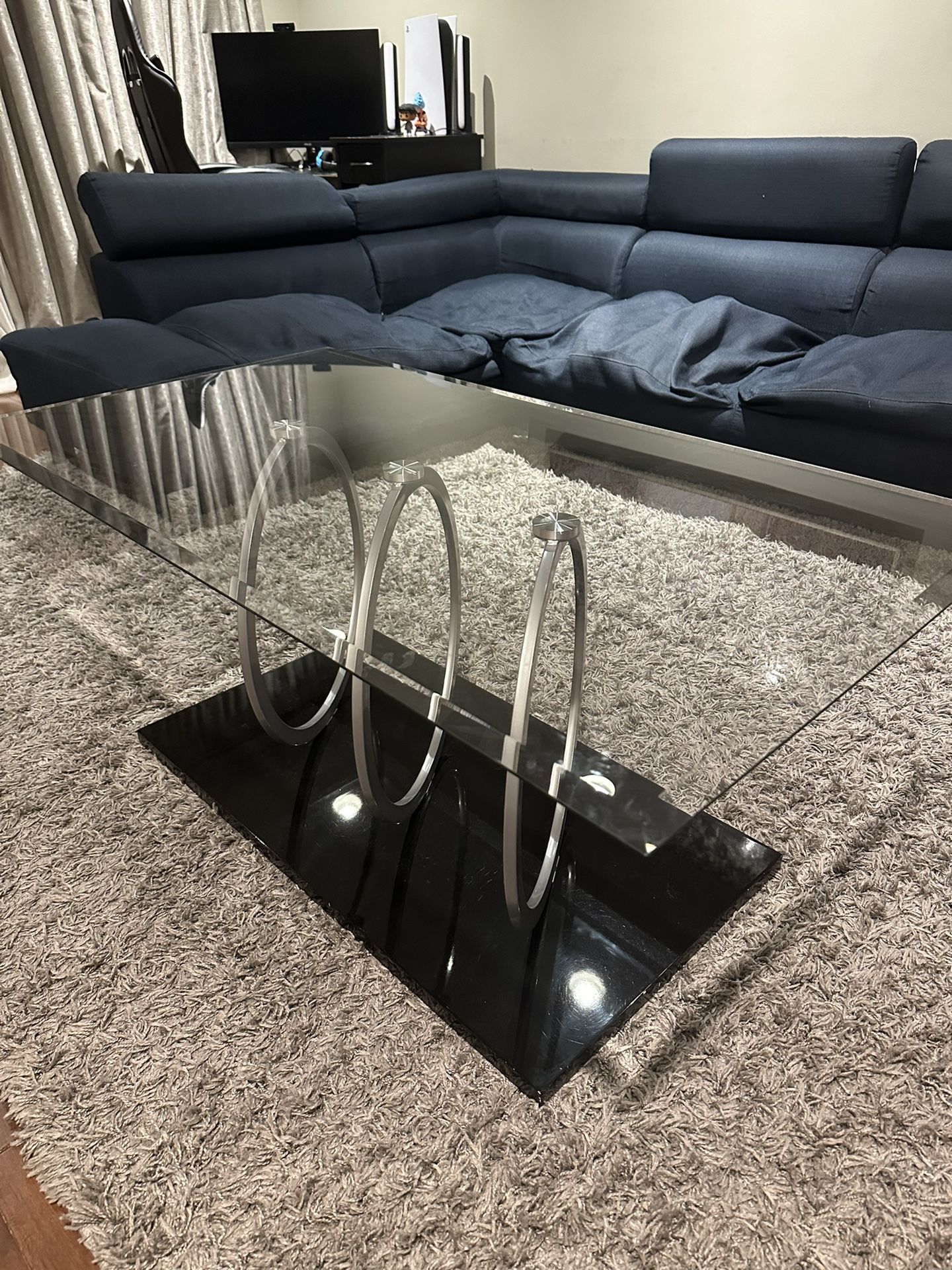 Modern Glass & Chrome Coffee Table – Excellent Condition