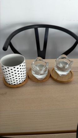 Ceramic Pot and Glass Candle Holders Set