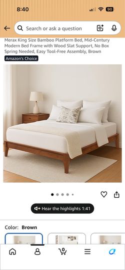 Merax King Size Bamboo Platform Bed Frame