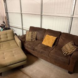 Couch and chair with ottoman