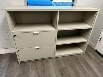 OFFICE /HOME FILE CABINET 2 DRAWERS LATERAL METAL FILE COMBO BOOKCASE