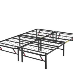 Bed Frame, Foldable Metal Platform, Sturdy Steel,Full Size, Black 