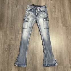 Street Jeans Zipper Flare Skinny Jeans (Shady Blue)