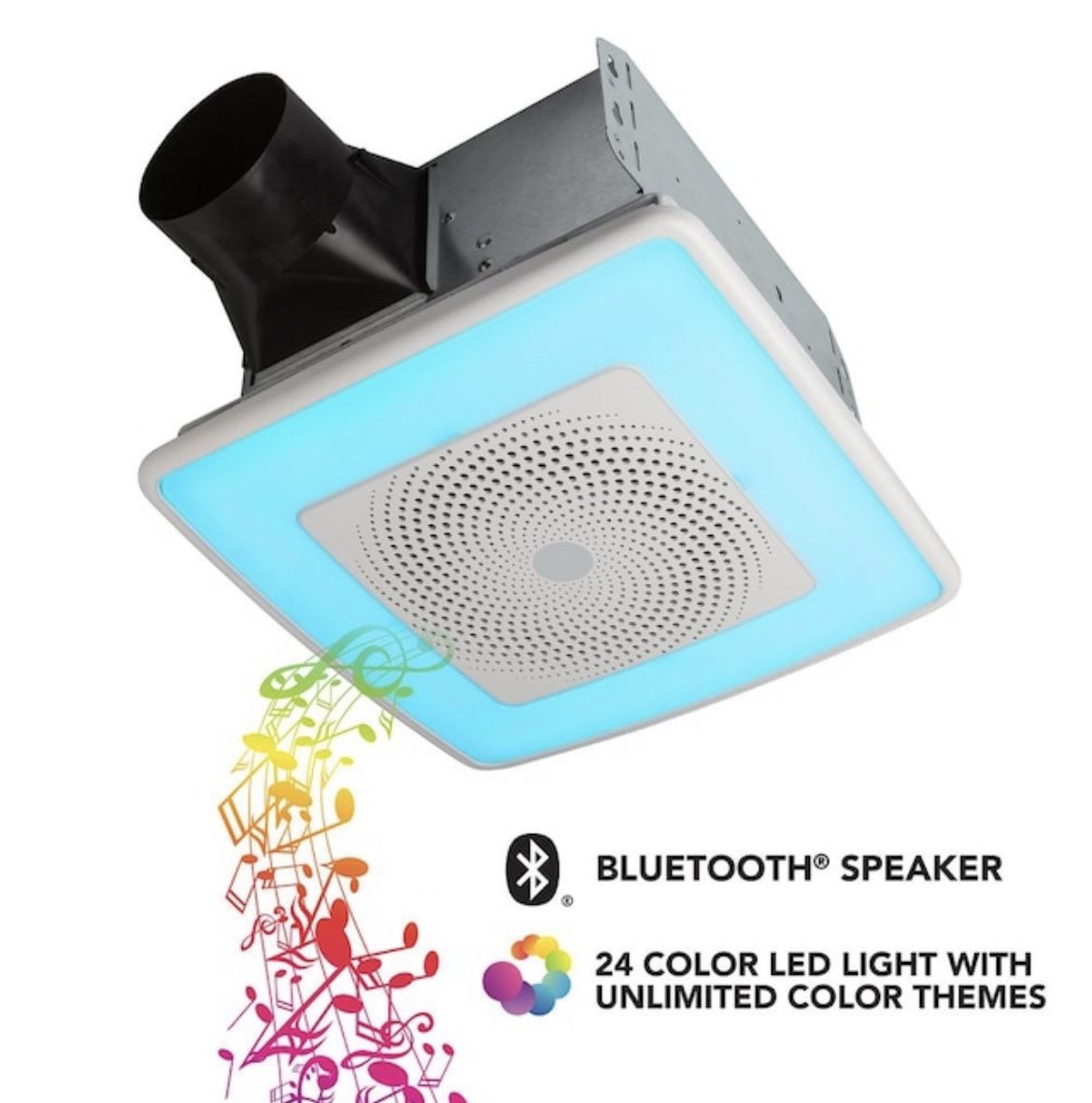 Broan-NuTone ChromaComfort 110 CFM Ceiling Bathroom Exhaust Fan with Sensonic Stereo Bluetooth Speaker